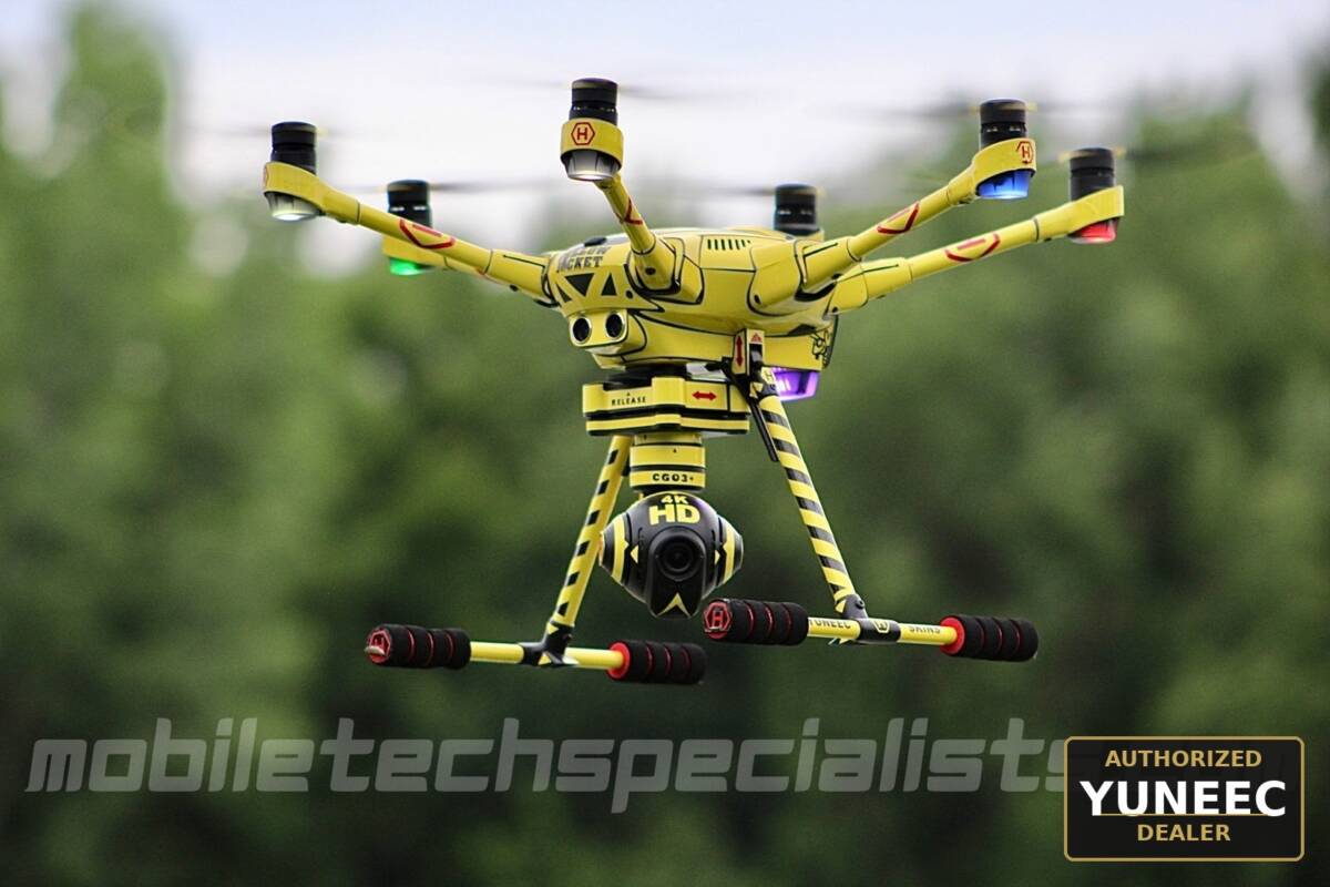 Yuneec H520 drone undergoing comprehensive repair diagnostic service